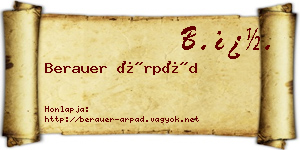 Berauer Árpád névjegykártya
